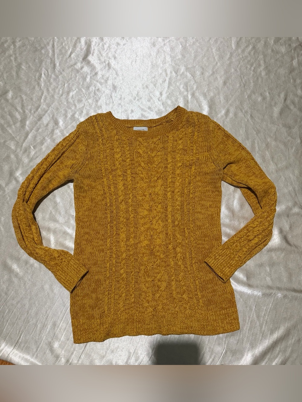 Old Navy Cable Knit Sweater Size M Squash Yellow Pullover cotton blend
